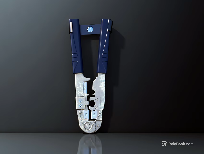 Professional Blue And Silver Wire Stripper Tool With Ergonomic Grip And Precision Function 3d model 