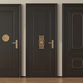 Black Security Doors Design With Golden Accents And Decorative Patterns 3d model