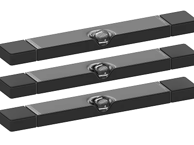 Three Black Wireless Speakers With Sleek Design And Premium Sound Quality 3d model