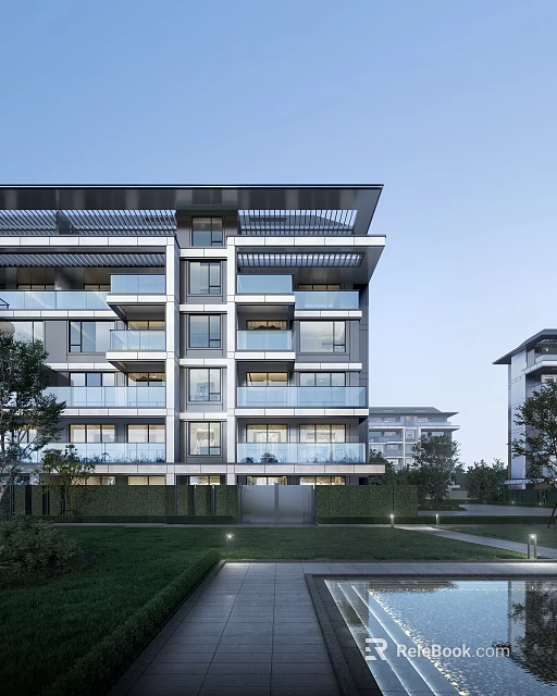 Modern Residential Building with Glass Balconies Large Windows and Contemporary Exterior Design 3d model 