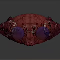 Game and Movie Fantasy Character With Red Pink Body Large Purple Eyes and Multiple Legs