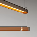 Modern Long Rectangular Pendant Lights with Warm Yellow Lighting and Sleek Copper Finish 3d model