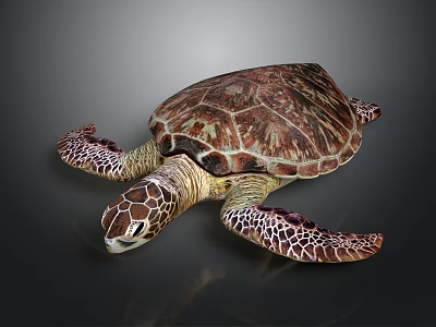 Vibrant Sea Turtle Showcasing Colorful Shell Patterned Flippers And Texture 3d model