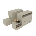 Modern White Dressers with Multiple Drawers and Decorative Items on Top