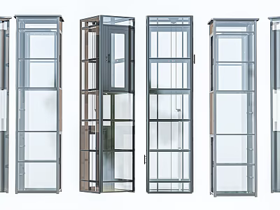Elegant Modern Glass Elevators With Various Designs Clear Enclosures And Stainless Steel Frames 3d model