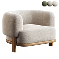 Modern Accent Chair with Textured Fabric Upholstery Curved Armrests and Wooden Base in Minimalist Design