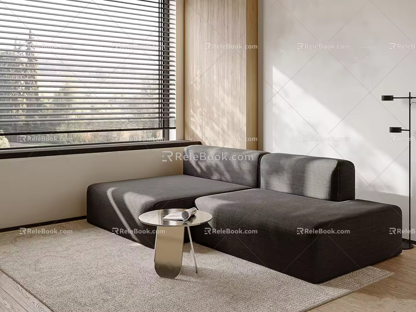 Modern Multiplayer Sofa Coffee Table Combination 3d model