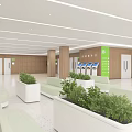 Modern Hospital Outpatient Clinic Lounge With Greenery And Sofas