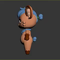 Cute 3D Game Movie Character With Orange Body Green Eyes Big Ears And Blue Scarf