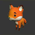 Cartoon Fox Character for Game Animation With Orange Fur White Belly Red Ear Tips Smiling