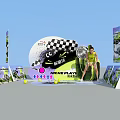 NICHE PLAY Joyful Event Booth With Black White Checkered Design And Display Stands