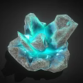 Decorative Ornament Set Featuring Crystal Clusters Rock Base and Blue Glowing Light 3d model