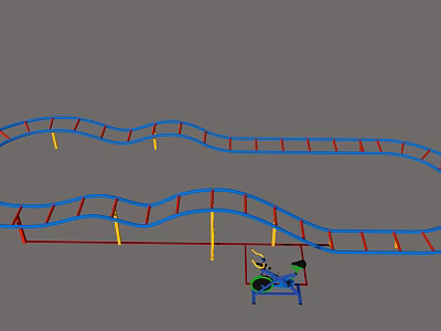 Fun Wavy Track Playground Equipment For Kids With Play Cart And Yellow Supports 3d model