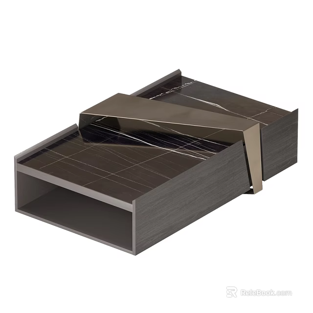 Modern Geometric Dining Table Design With Sleek Metal Frame And Wooden Tabletop 3d model 
