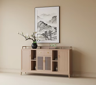 New Chinese Style Side Cabinet Tea Cabinet Vase Flower Decoration Cabinet 3d model