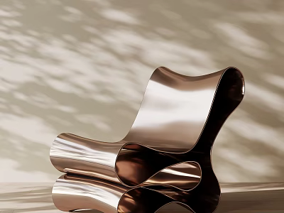 Modern Sleek Metallic Lounge Chair With Curved Design And Shadow Patterns 3d model