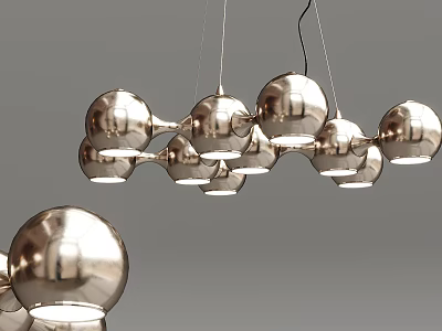 Modern Metallic Spherical Chandelier With Multiple Glossy Pendant Balls in Hanging Design 3d model