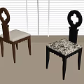 Stylish Dining Chairs With Wooden Frames Cutout Backrests And Different Colored Upholstered Seats