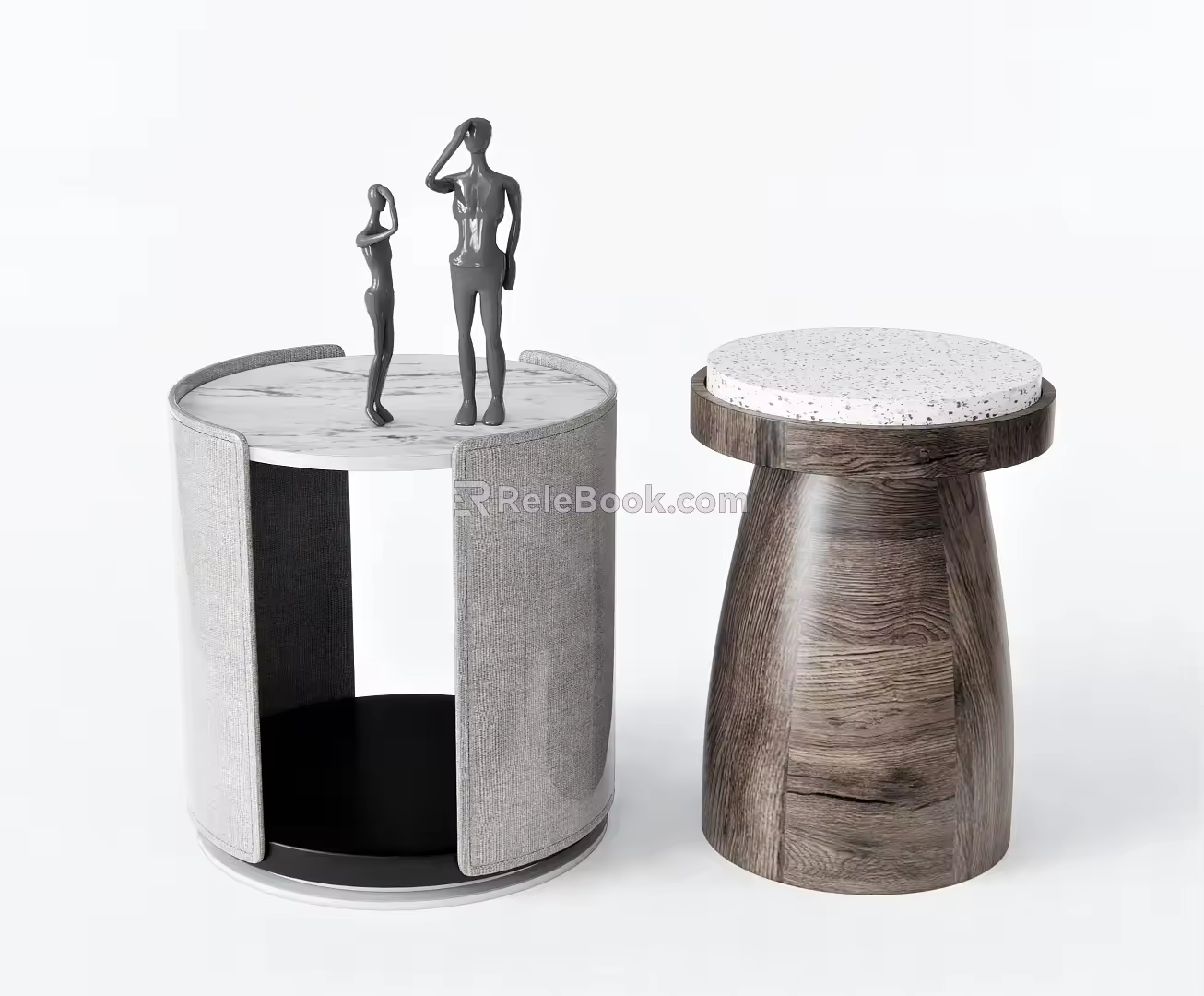 Modern Round Table Side Table Coffee Table Ornaments Side Table Round Side Table Stool Log Stool 3d model