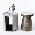 Modern Round Table Side Table Coffee Table Ornaments Side Table Round Side Table Stool Log Stool 3d model