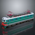 Green and White Electric Train Model with Red Pantographs and Detailed Design