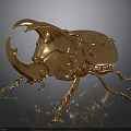 Golden Beetle Shaped Decorative Home Decor Item With Intricate Design And Metallic Finish