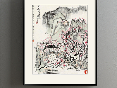 New Chinese Landscape Painting Black and White Hallway Landscape Decoration Painting model