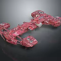 Pink Futuristic Sci-Fi Spaceship Structure 3D Model With Detailed Mechanical Components 3d model