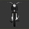 Vintage Black Motorcycle With Red Seat Gold Accents Round Headlight And White Rims