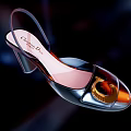Christian Dior Women's Transparent Slingback High Heels With Golden Buckle And Stiletto Heel