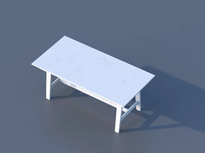 Modern White Dining Table With Smooth Marble Top And Simple Legs Design 3d model