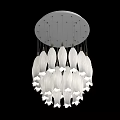 Modern Elegant White Leaf Shaped Chandelier With Decorative Hanging Lighting Design 3d model