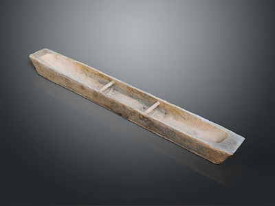 Ancient Handcrafted Stone Tool With Long Rectangular Shape And Grooved Surface 3d model