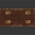 Rustic Wooden Long Dining Table With Four Trays Of Fresh Fruits And Vegetables
