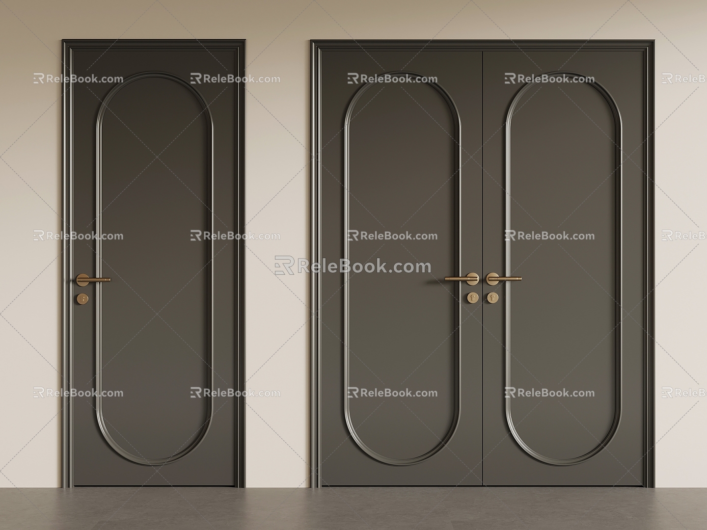 Modern Middle Ancient Style Double Door Single Door Swing Door Wooden Door 3d model