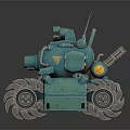 Blue Mechanical Tank Featuring Cannon Tracks Top Antenna And Detailed Design