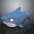 Cute Blue Cartoon Shark Toy Figure with Big Eyes and Smiling Mouth