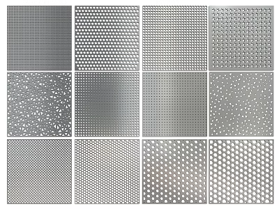 Perforated Metal Sheets With Various Hole Patterns And Decorative Designs 3d model