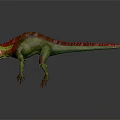 Fierce Dinosaur Like Creature With Green Body Red Spiked Back Open Mouth And Sharp Claws