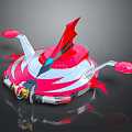 Futuristic Red And White Spaceship 3D Model Featuring Aerodynamic Structure And Thruster Components 3d model
