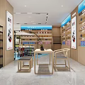 Modern Shop Front Desk Interior With Shelves Products Chairs And Windows