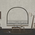 Quiet sofa tea table combination 3d model