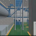 Industrial Facility Interior With Large Storage Tanks Blue Steel Structures And Green Flooring