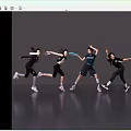 Women Dancing In Athletic Wear With Dynamic Movements Against Gray Background And Shiny Floor