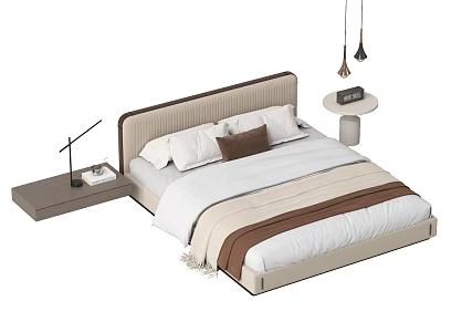 Modern Double Bedside Cabinet Bedding Chandelier Ornaments 3d model