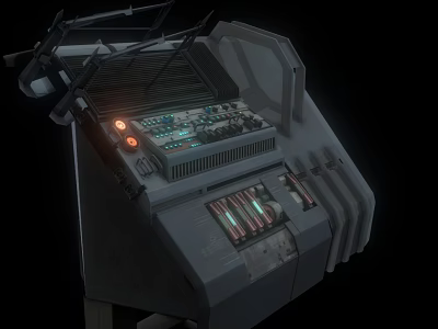 Industrial Equipment Console With Control Panel Indicator Lights And Buttons 3d model
