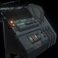 Industrial Equipment Console With Control Panel Indicator Lights And Buttons