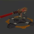 Futuristic Energy Weapon With Flaming Barrel Red Flame Base And 3D Model Design
