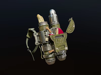 Tactical Military Pack Box With Metal Frame Straps And Utility Gear 3d model