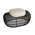 Stylish Modern Leisure Chair With Black Woven Frame And White Cushion